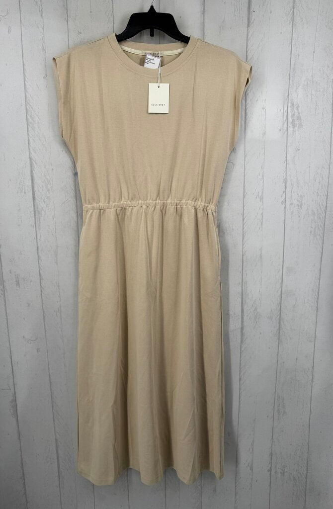 L ribbed elastic waist s/s dress