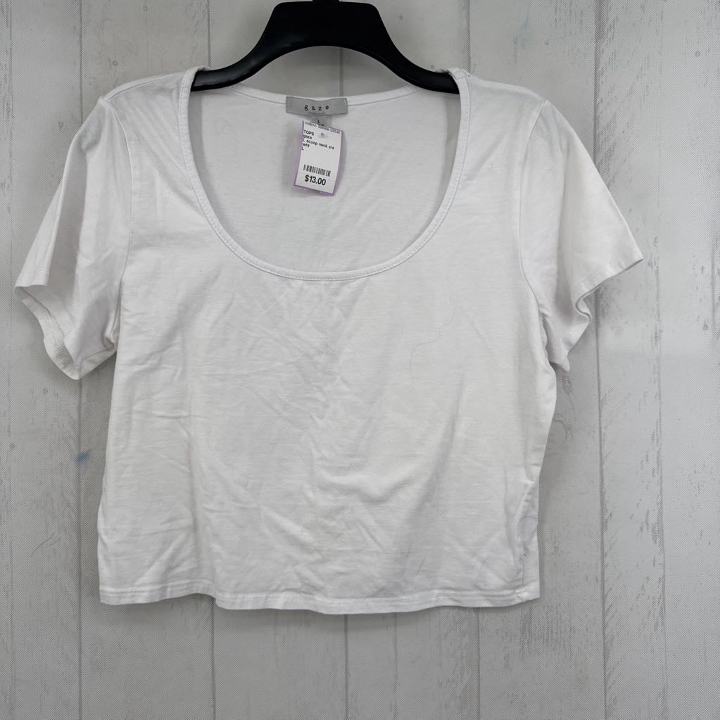 L scoop neck s/s crop tee