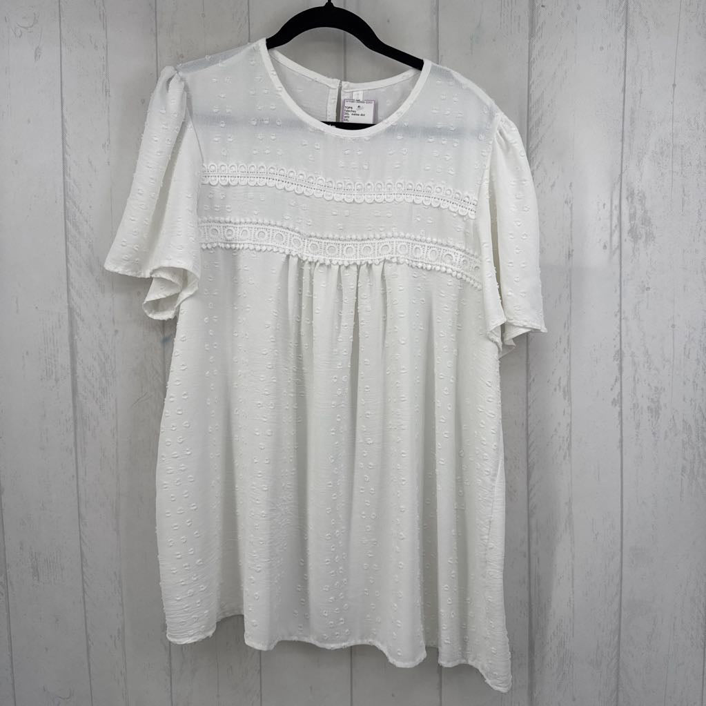 3XL swiss dot flutter slv top