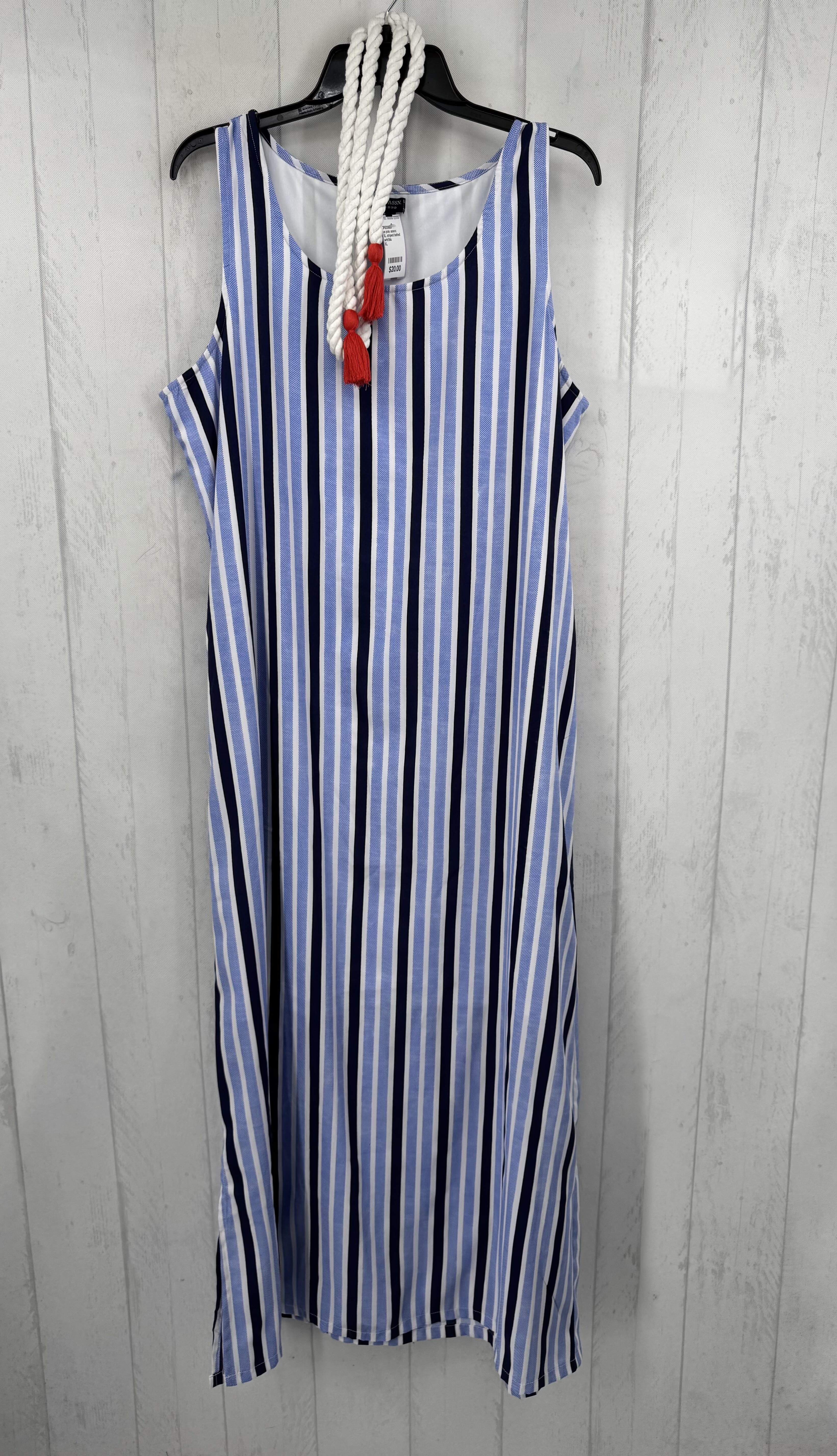 XL striped belted slvls dress