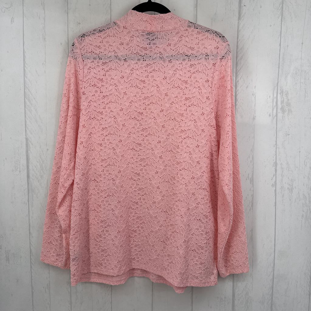 1X lace mock-neck l/s top