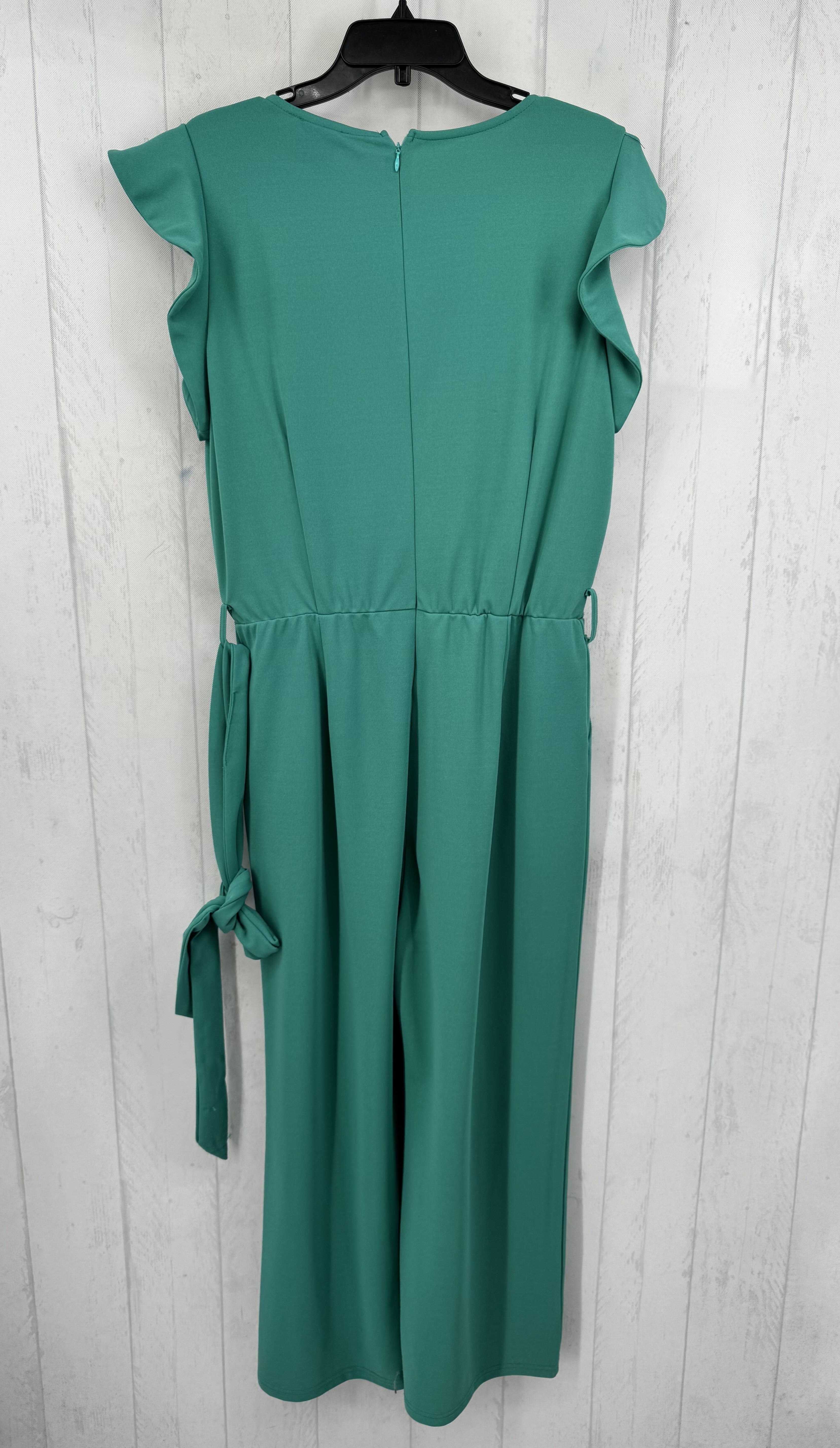XL belted ruffle slv jumpsuit
