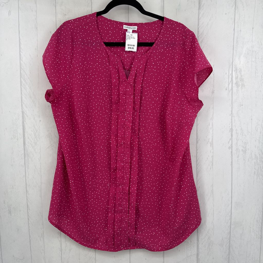 1X polka dot split neck s/s top