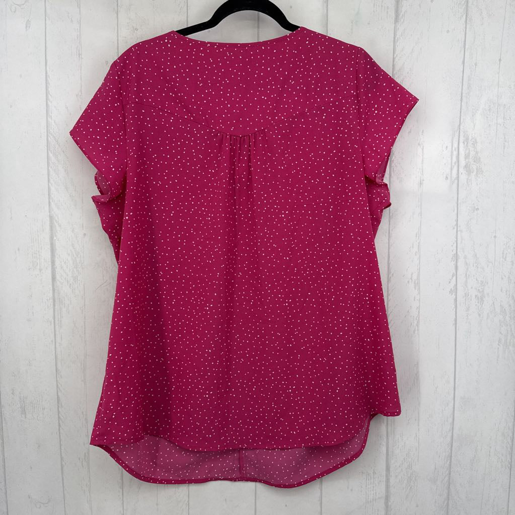 1X polka dot split neck s/s top