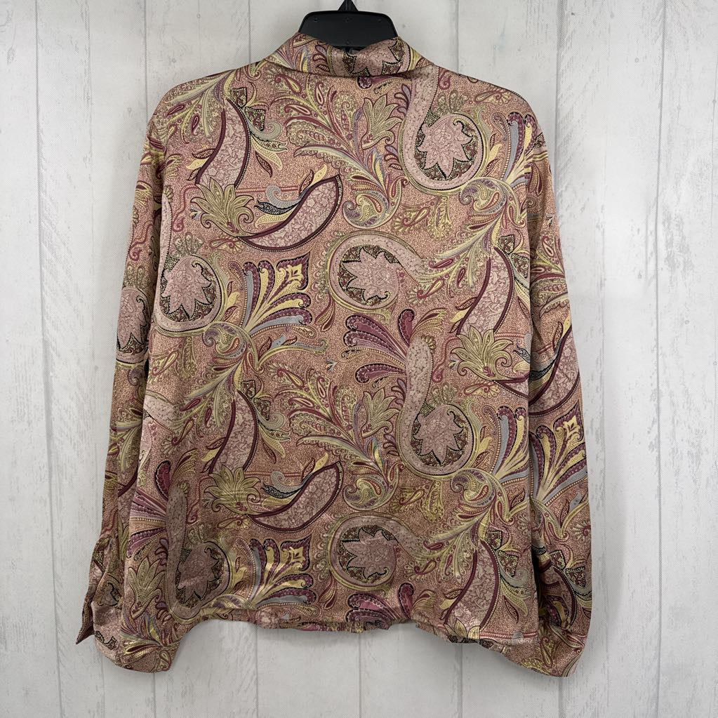 16 paisley print button down l/s top
