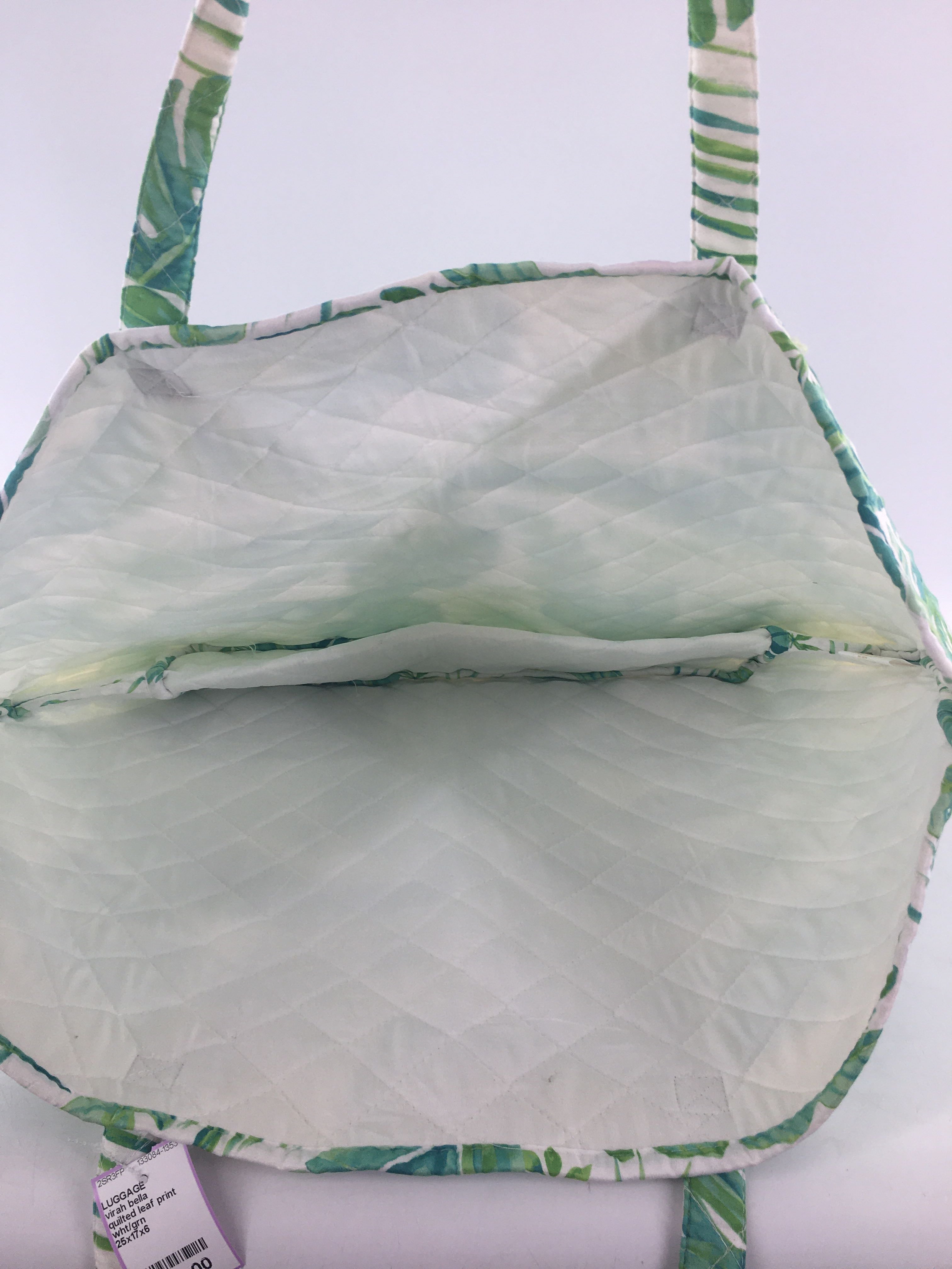 quilted leaf print tote