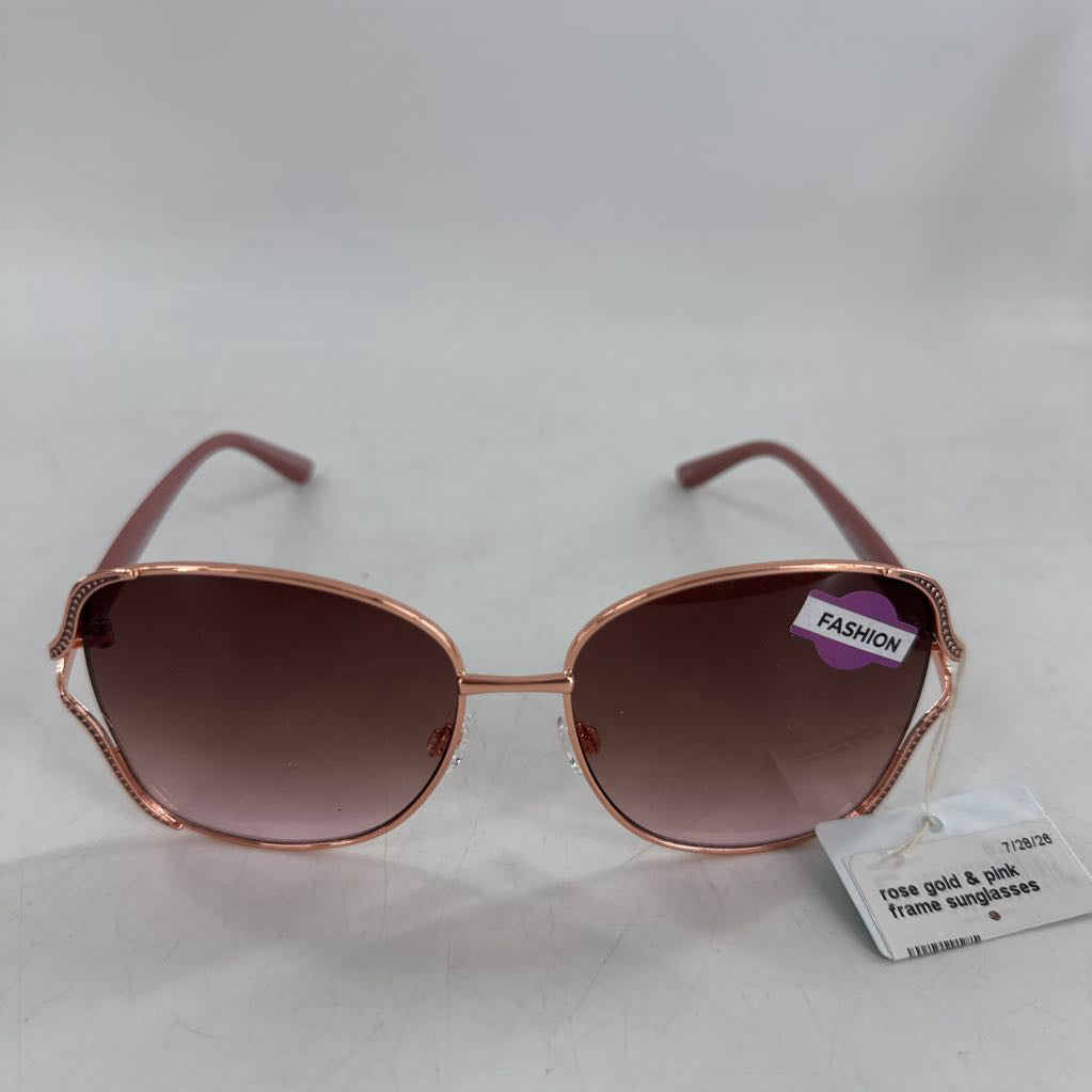 rose gold & pink frame sunglasses