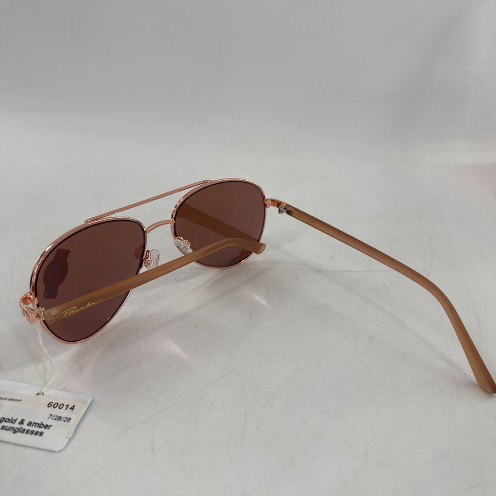rose gold & amber frame sunglasses