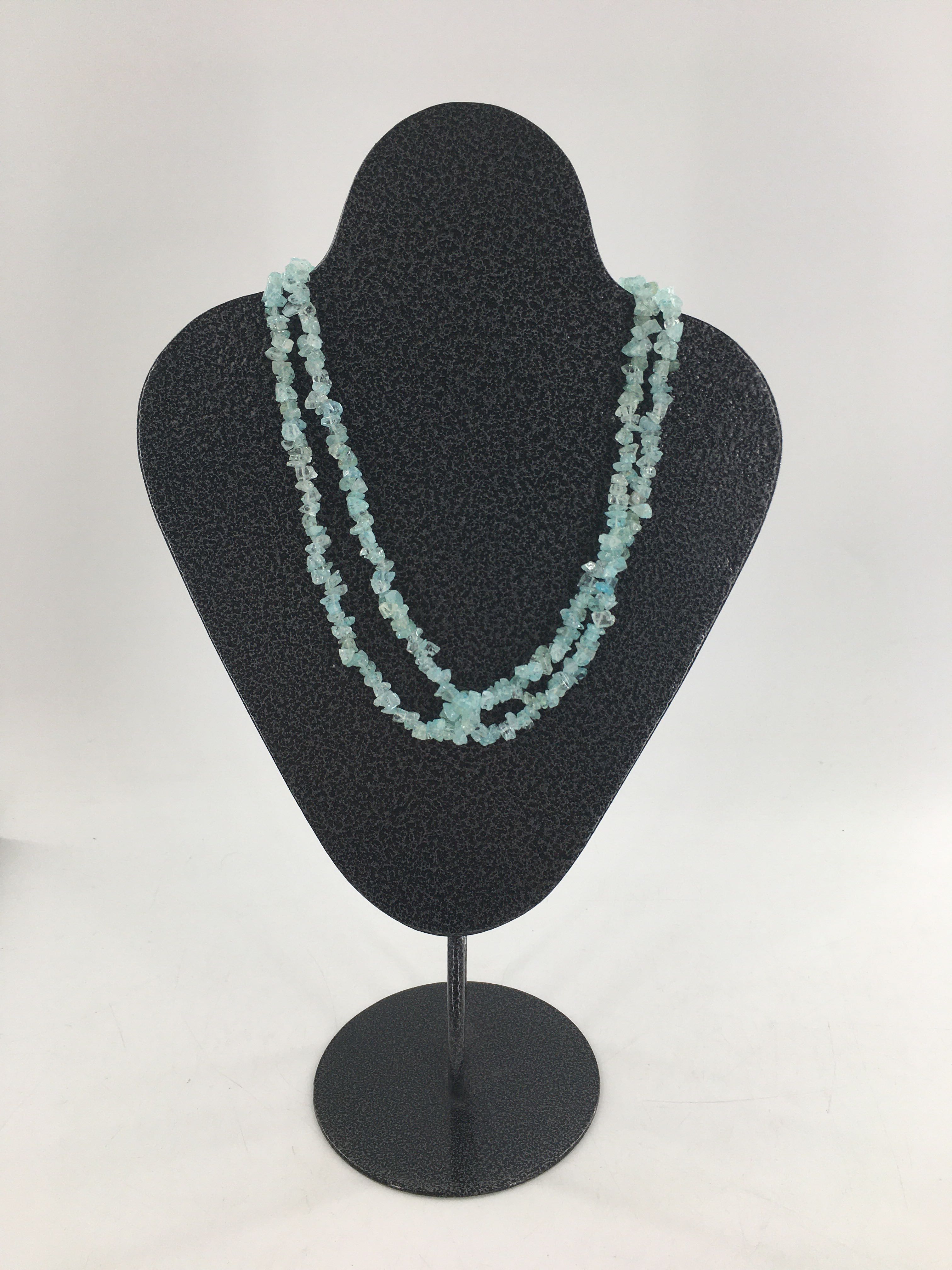 aqua beaded double strand necklace