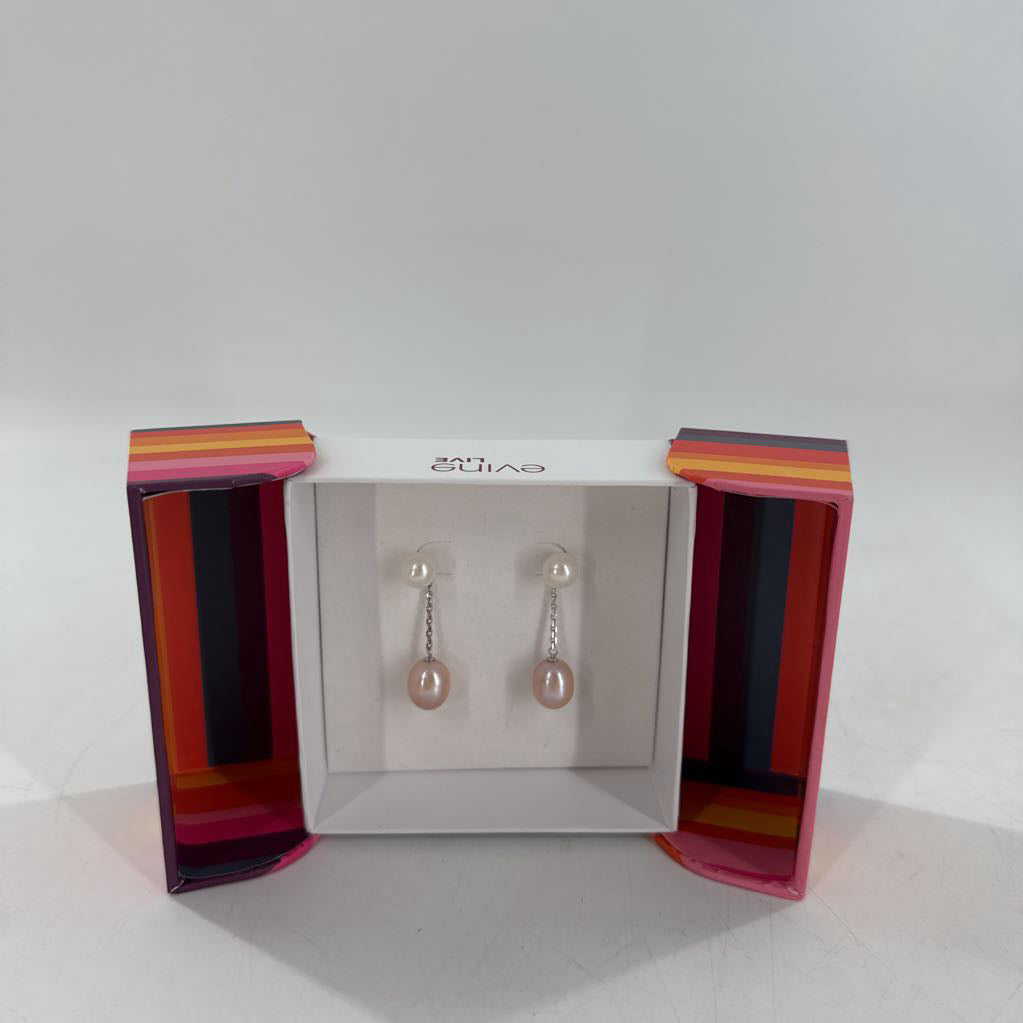 pink & white pearl earrings