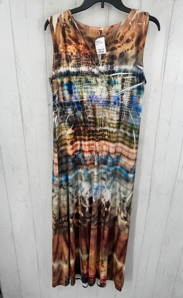 L printed v-neck slvls dress