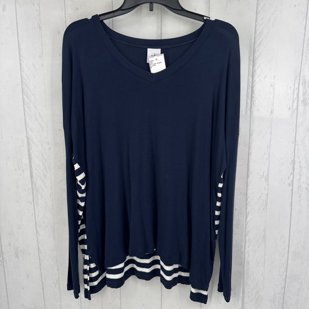M v-neck striped back l/s tee