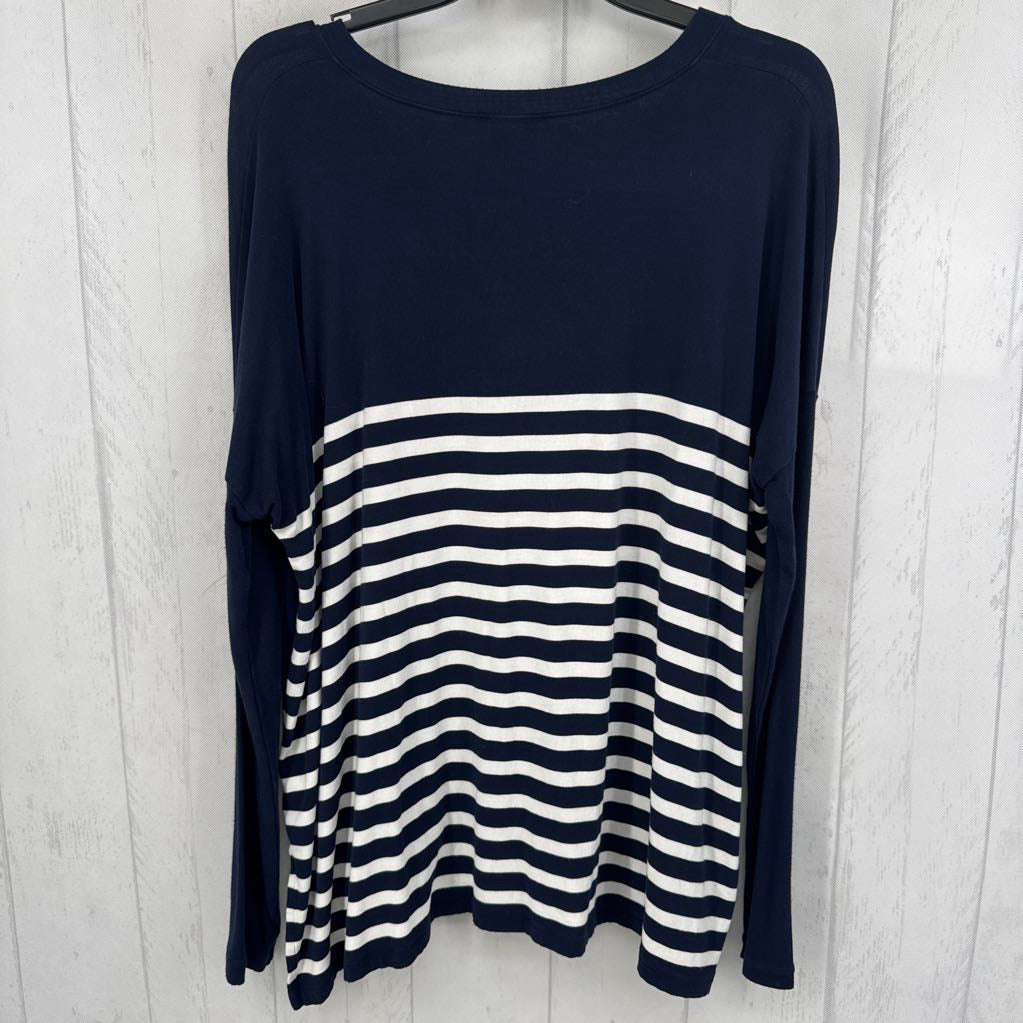 M v-neck striped back l/s tee