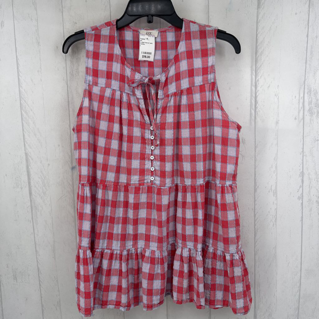 L plaid tiered tank
