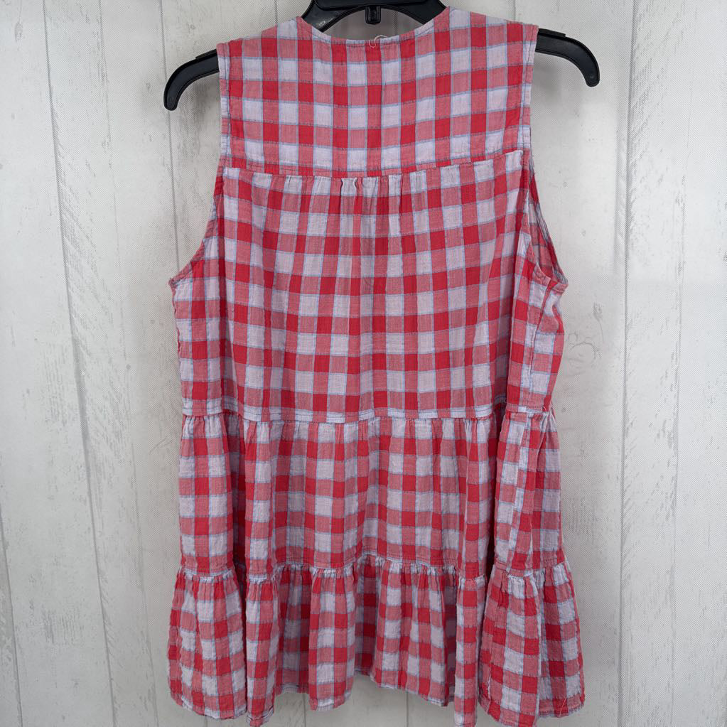 L plaid tiered tank