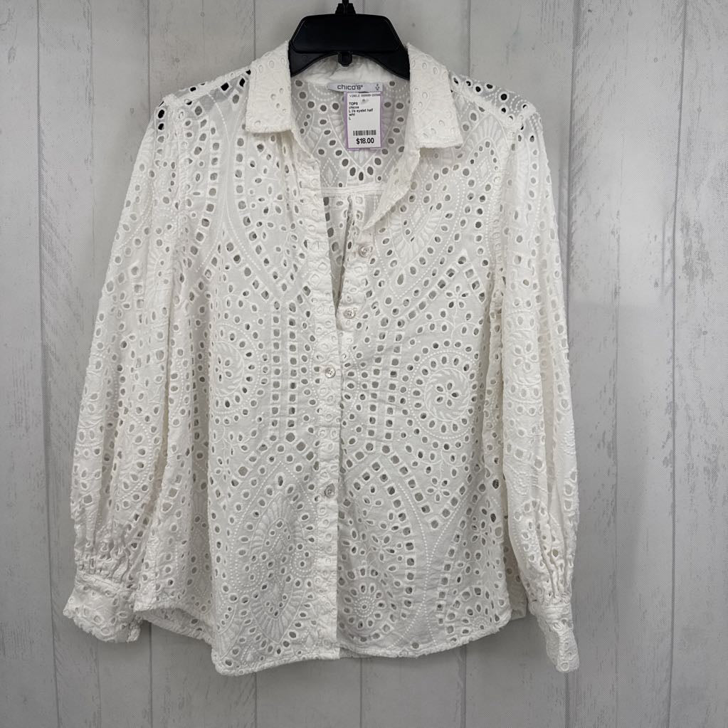 L l/s eyelet half button shirt