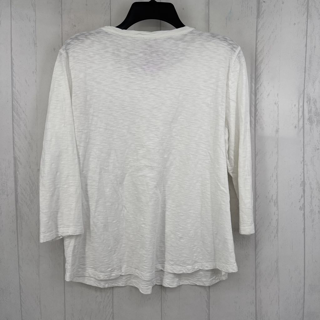 L 3/4 slv embroidered top