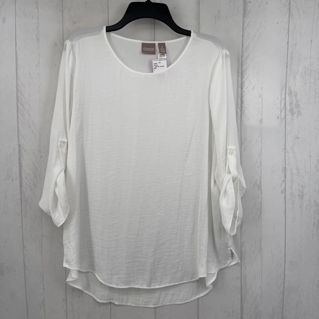 L tab slv scoop neck top
