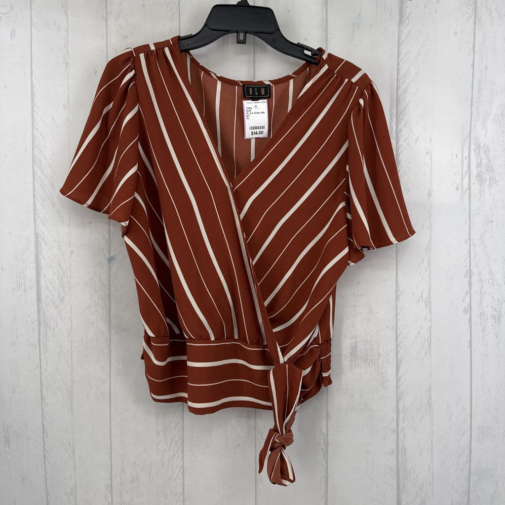 XL s/s stripe side knotted top
