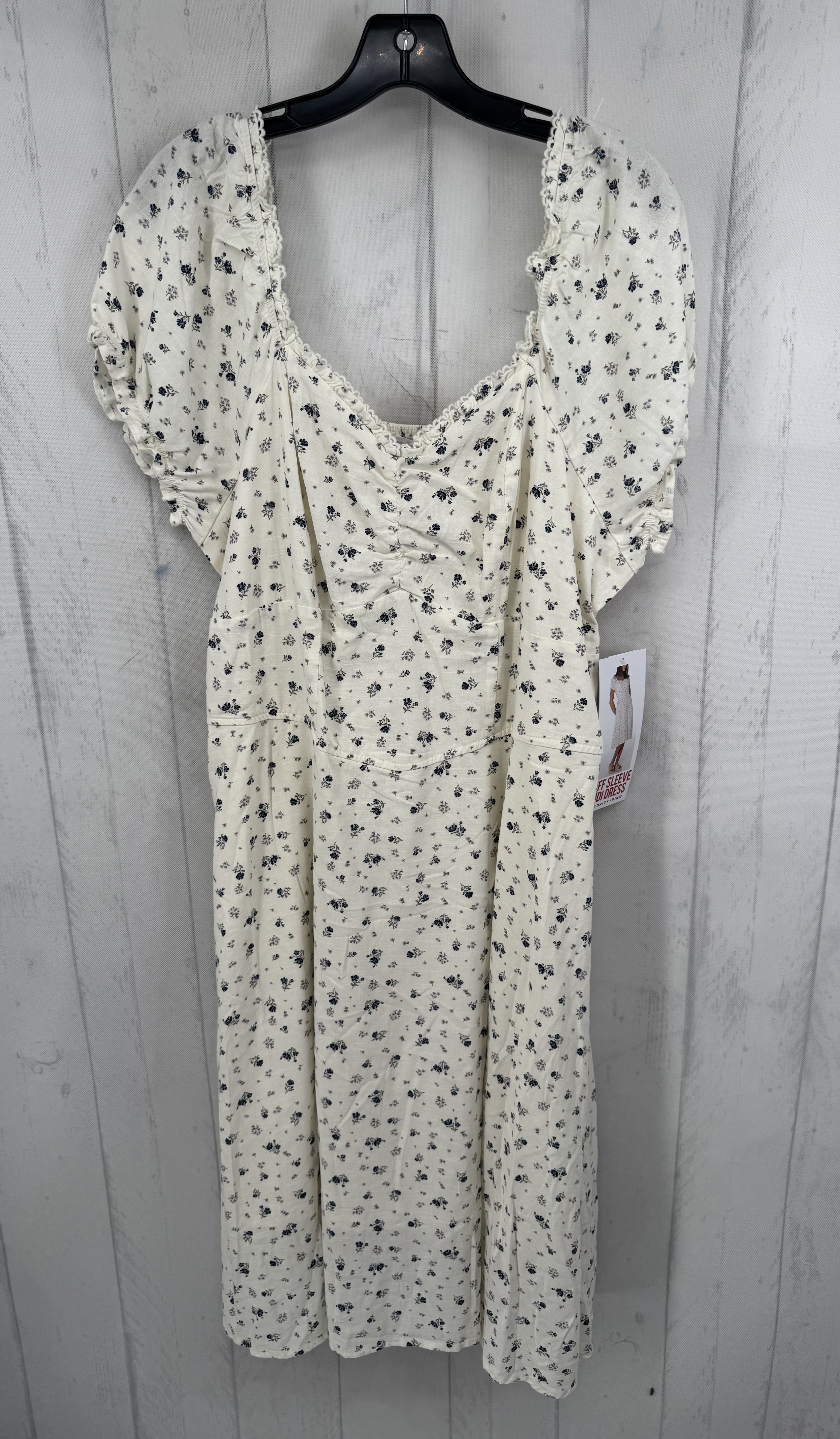 XXXL flo print puff slv dress