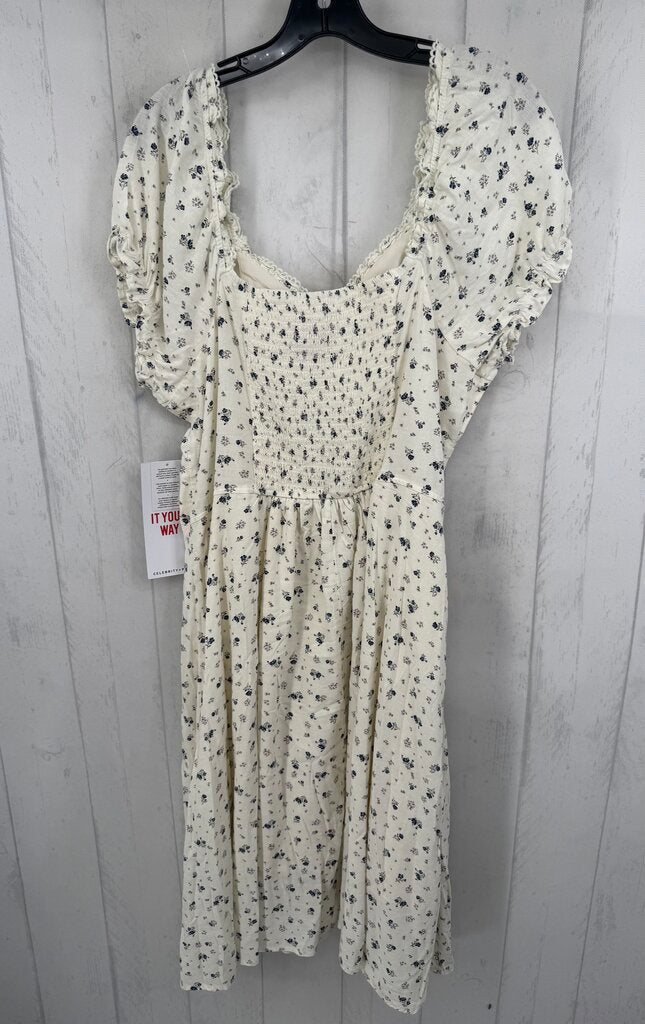 XXXL flo print puff slv dress