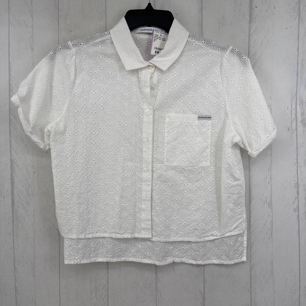 M cuff s/s eyelet button crop shirt