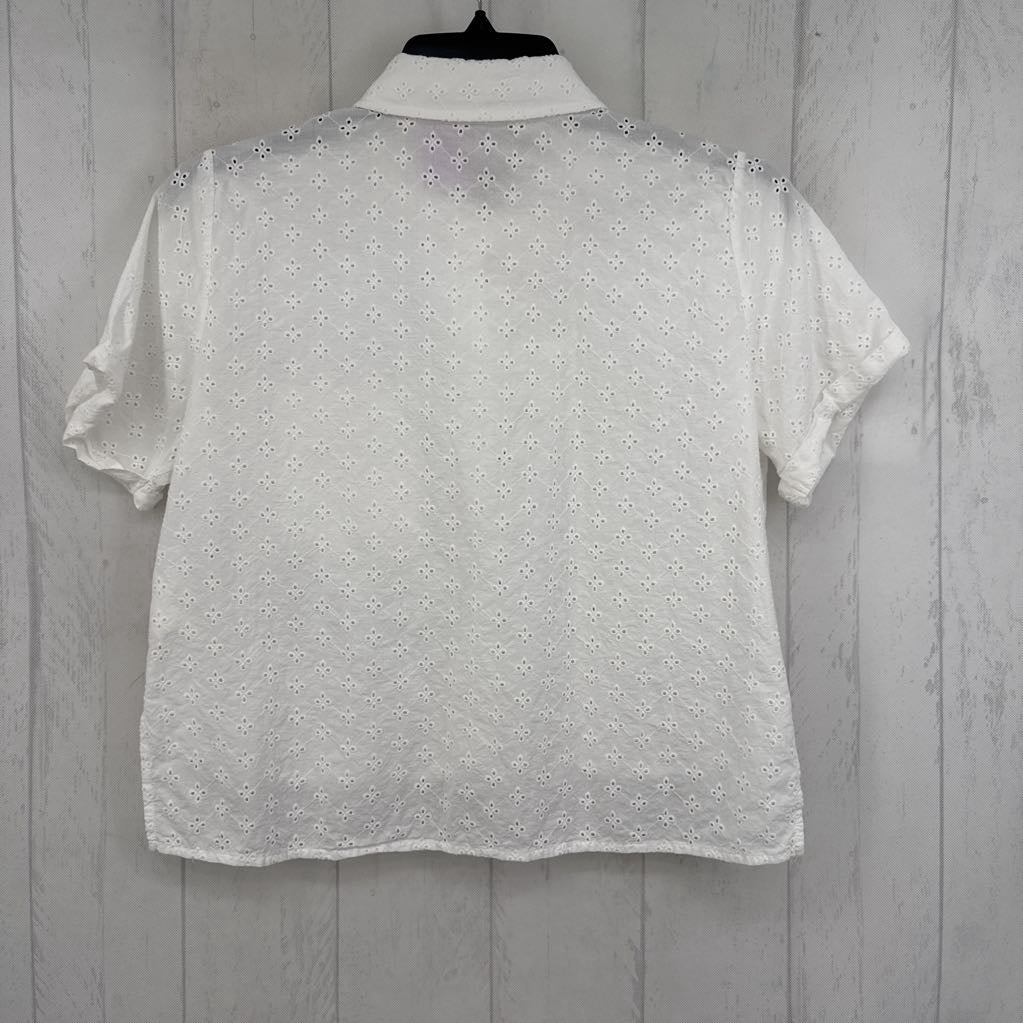 M cuff s/s eyelet button crop shirt