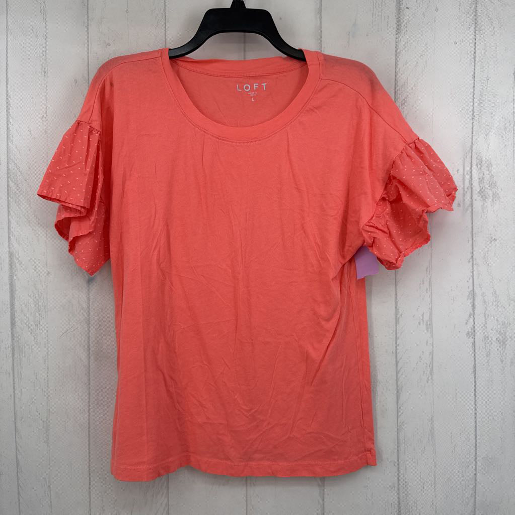L ruffle s/s scoop neck top