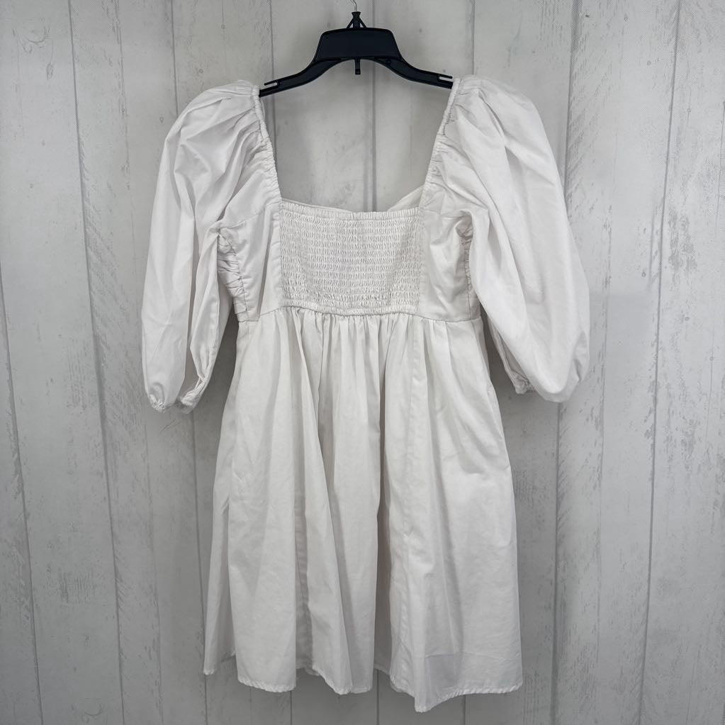 S smocked 3/4 slv dress