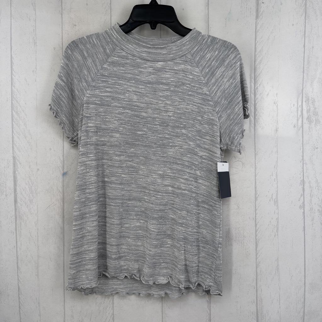 L s/s shimmer mock neck top