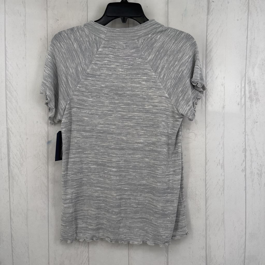 L s/s shimmer mock neck top