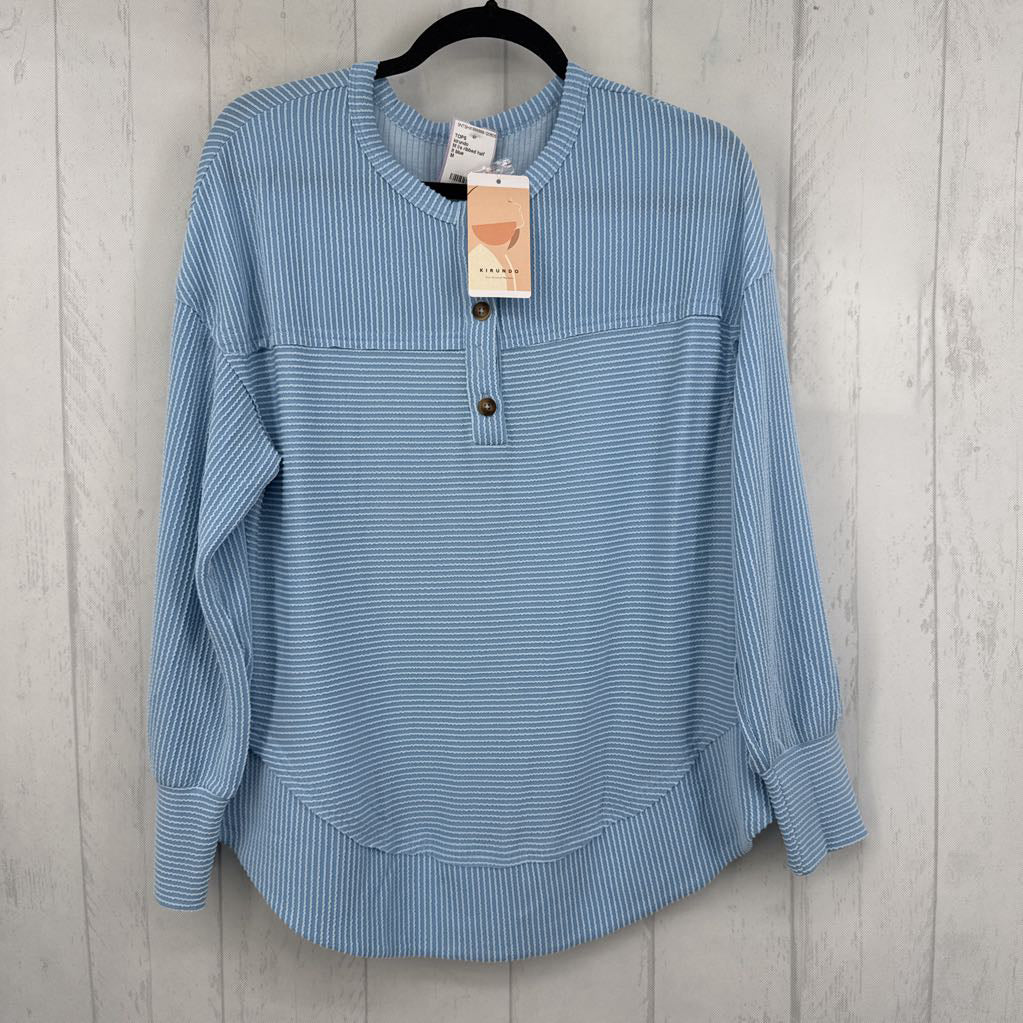 M l/s ribbed half button top