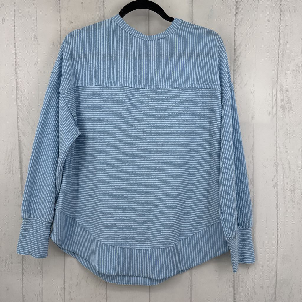 M l/s ribbed half button top