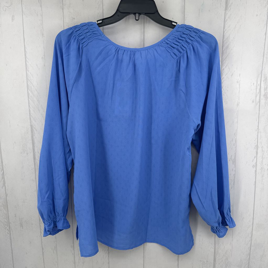 L smocked round neck l/s top