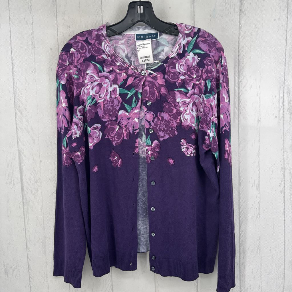XL floral button down cardi