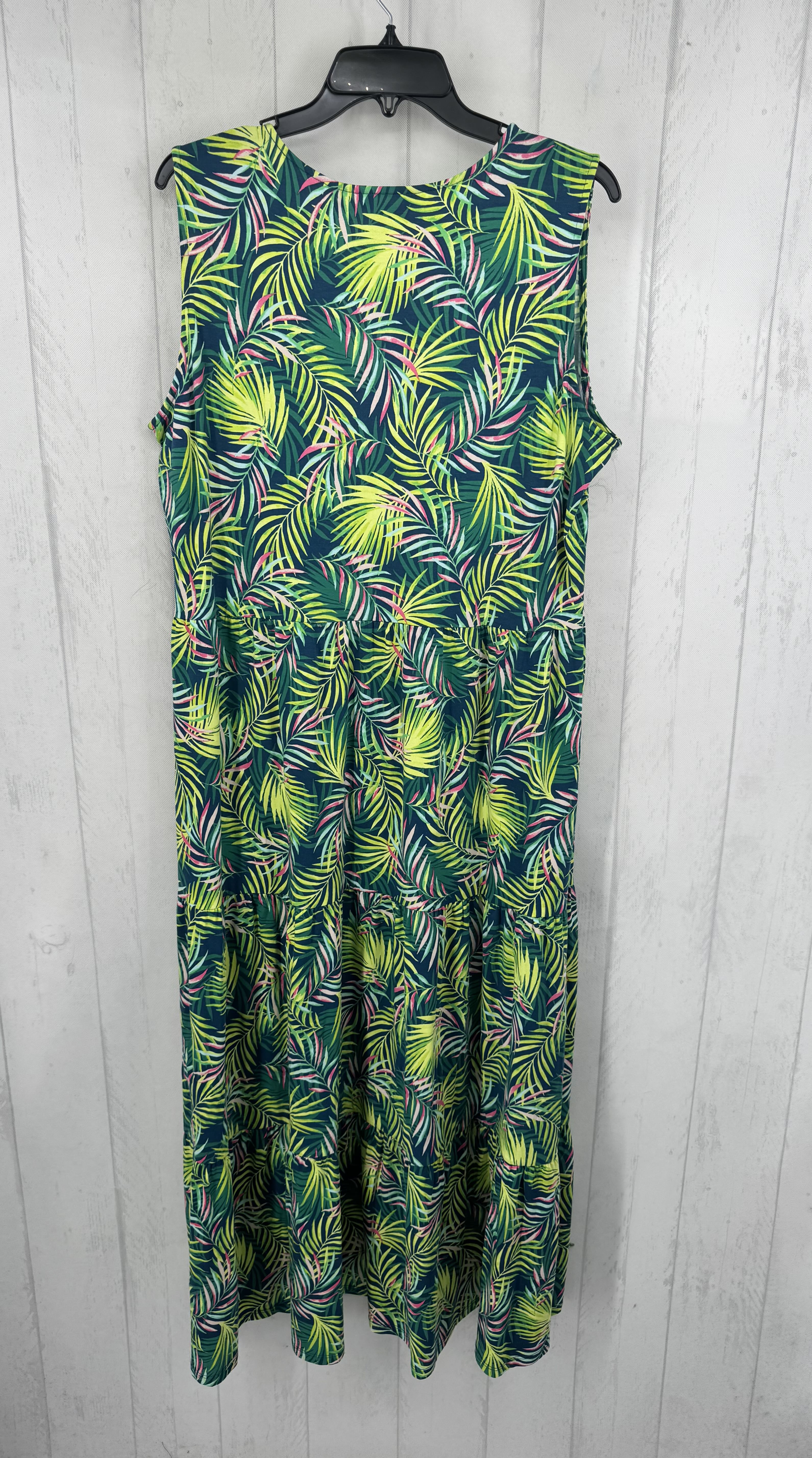 XL leaf print slvls maxi dress