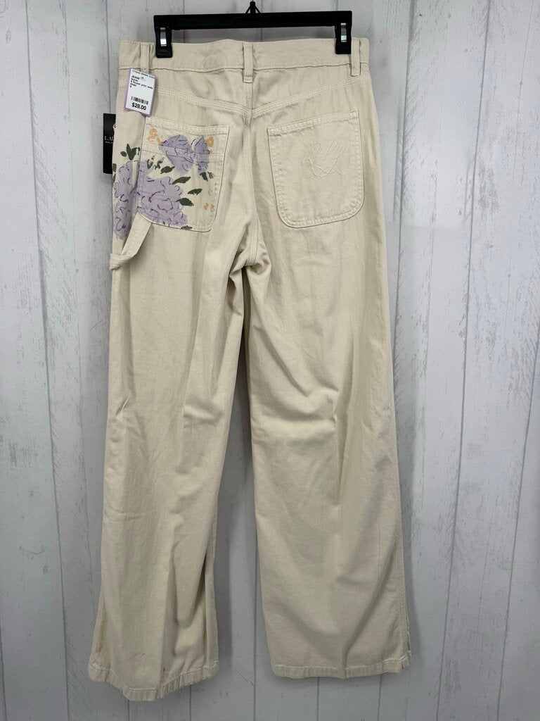 6 flower print wide leg jeans