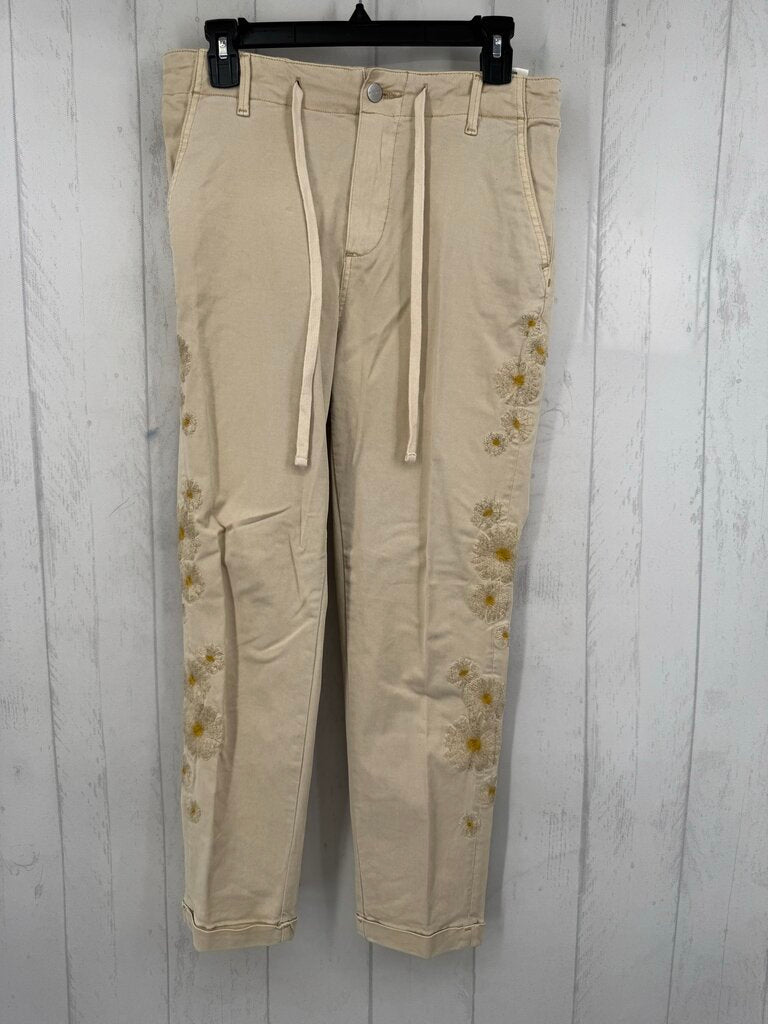 L flower embroidered jeans