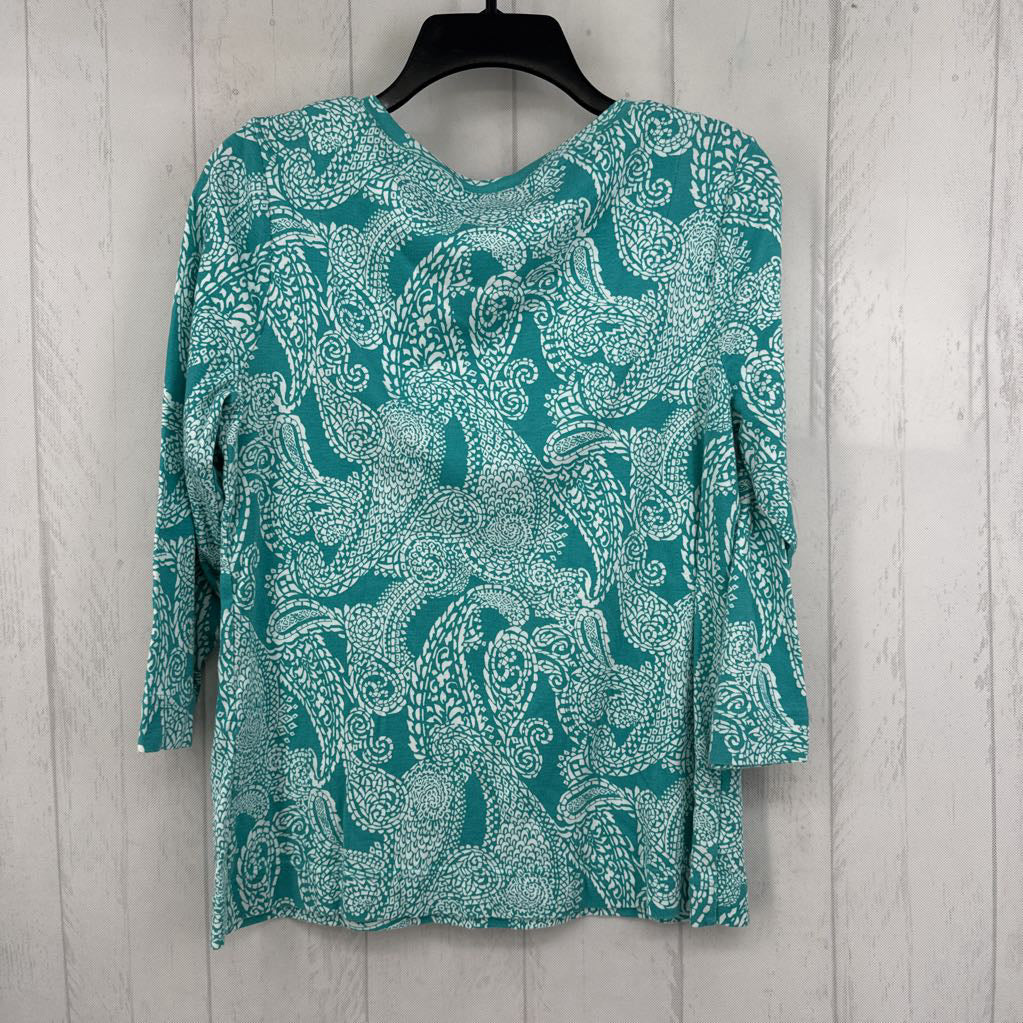 M paisley print v-neck l/s tee