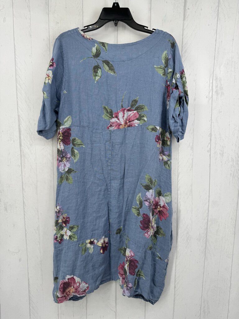 M s/s floral pocket dress