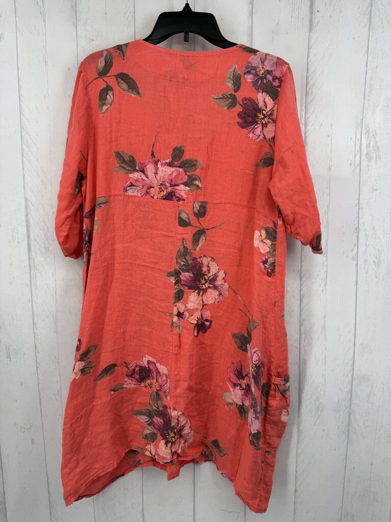 M s/s floral pocket dress