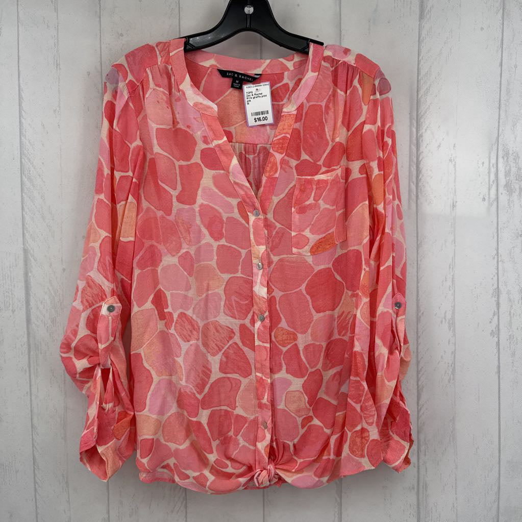 M l/s giraffe print button shirt