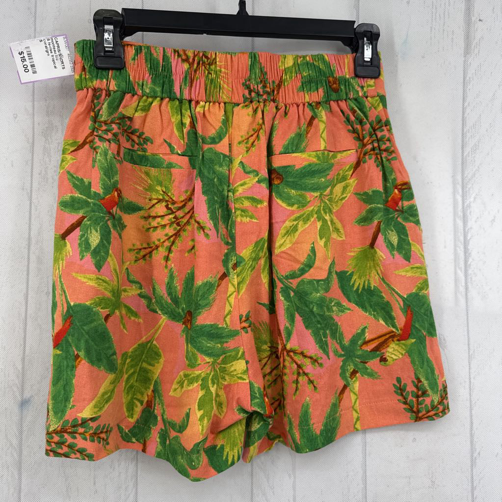 S hi-rise tropical print shorts
