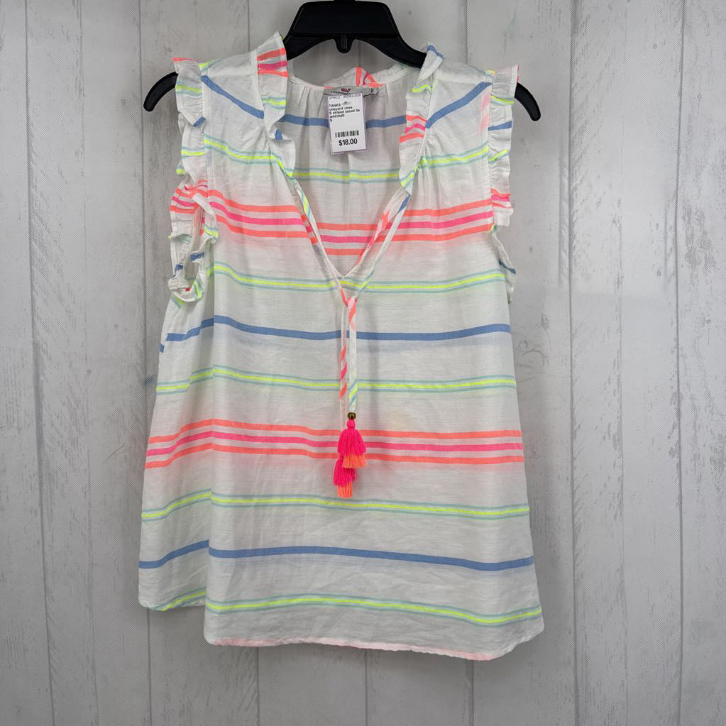 S striped tassel tie tank