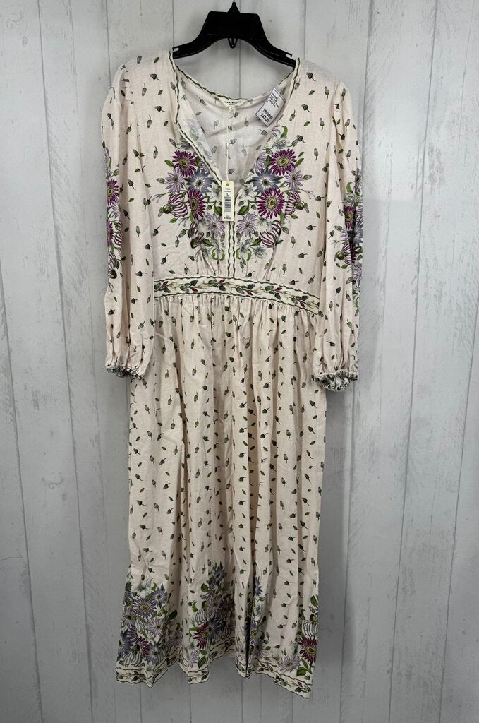 R198 L l/s flower print maxi dress