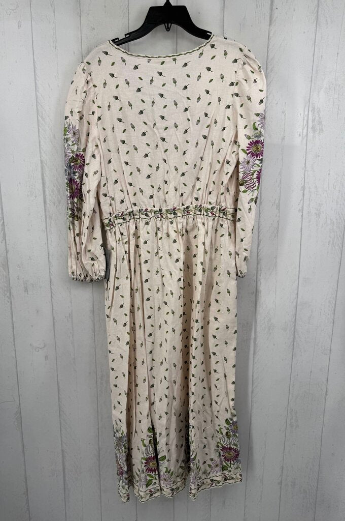 R198 L l/s flower print maxi dress