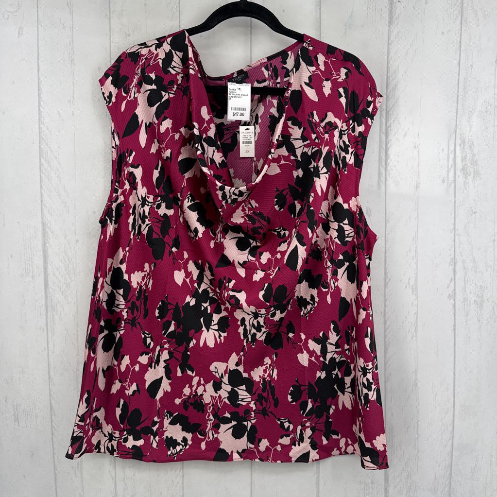 2X flo print draped front tank