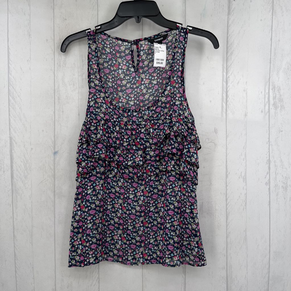 S flo print ruffled tank