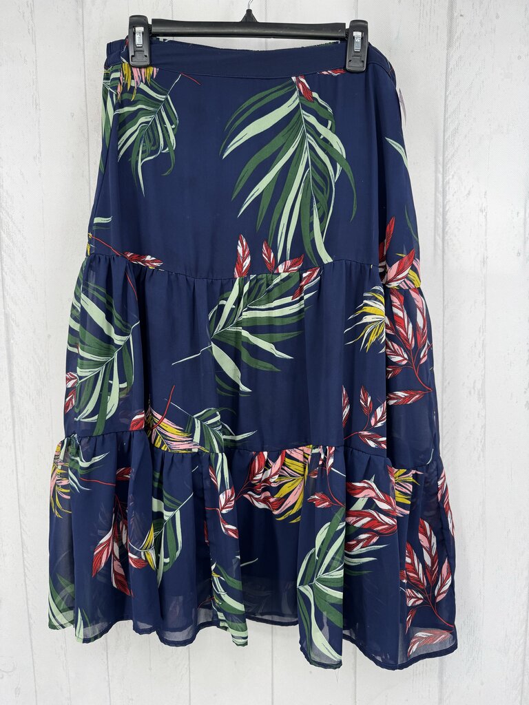 M leaf print tiered ruffle skirt