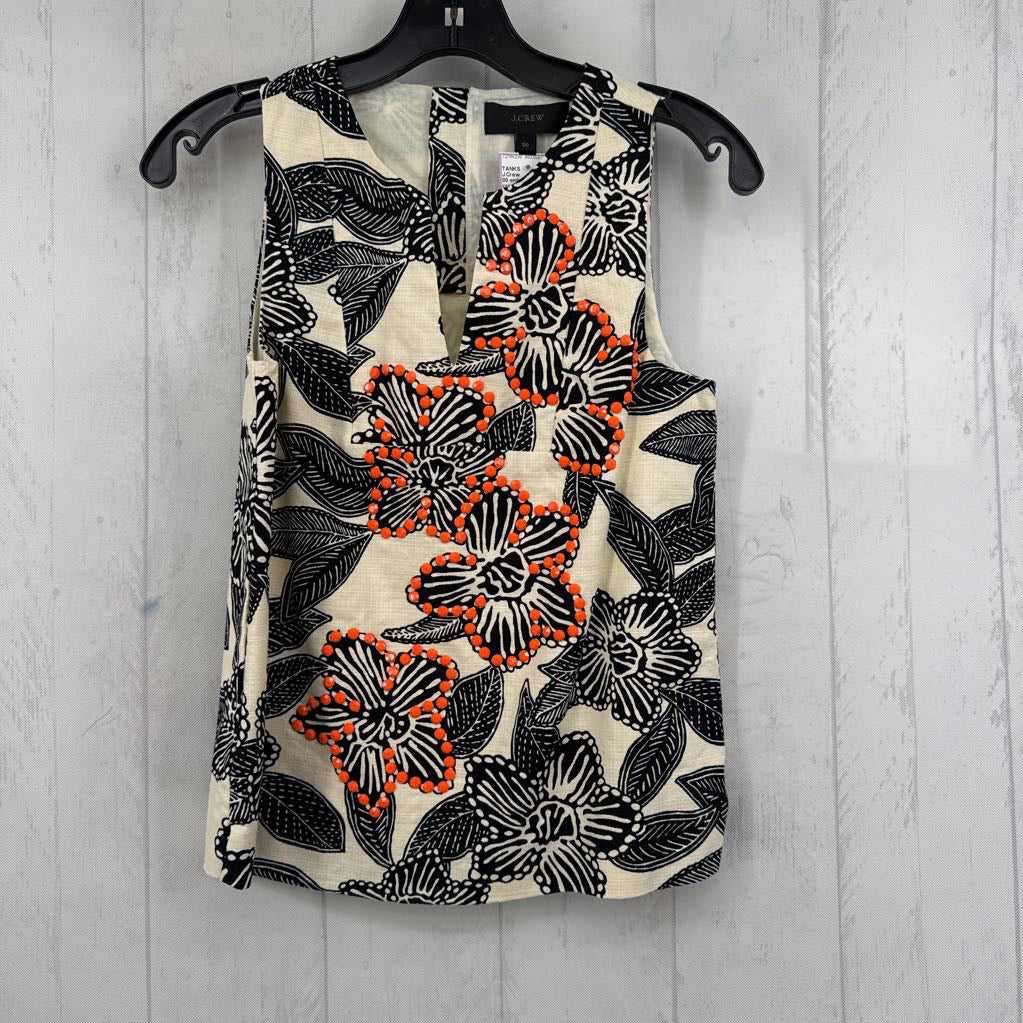 00 embelished flo print tank